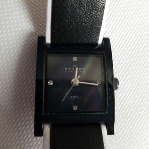 Skagen black watch dark mother of pearl face